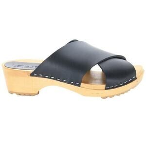 EEVI Criss-Cross Wood Clog Leather Sandals BJORK Swedish Comfort size 39